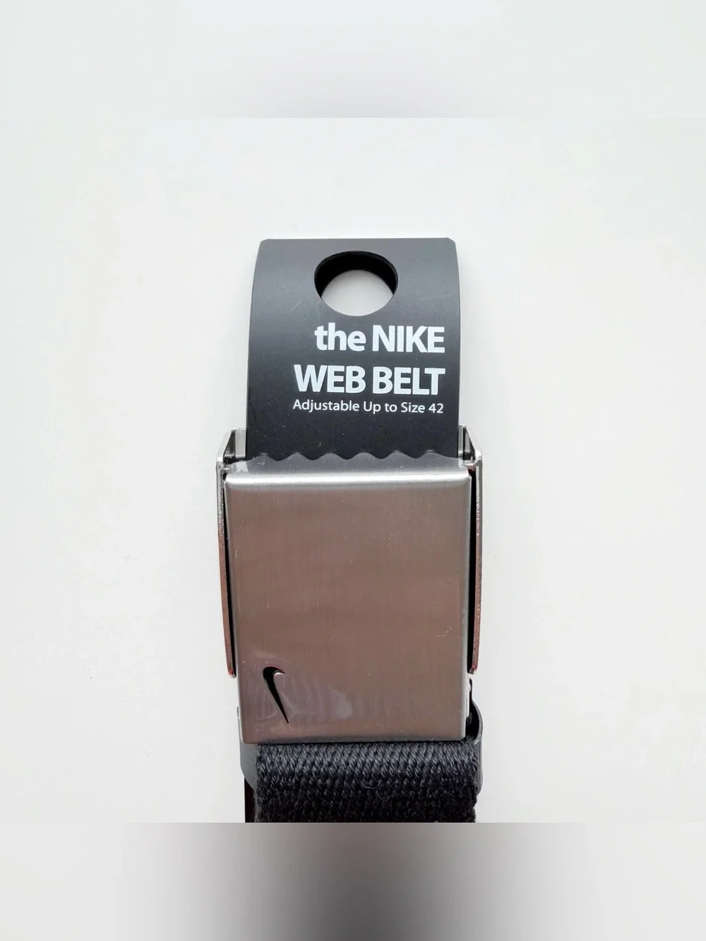 Nike Golf Web Belt Black Adjustable Silver Buckle Golfing Sporty